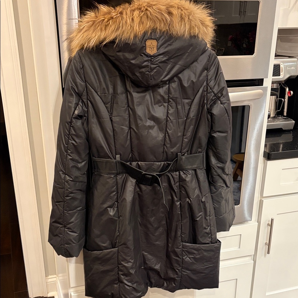 Mackage Women's Black Fur-Trimmed Hooded Coat size medium - Picture 5 of 6
